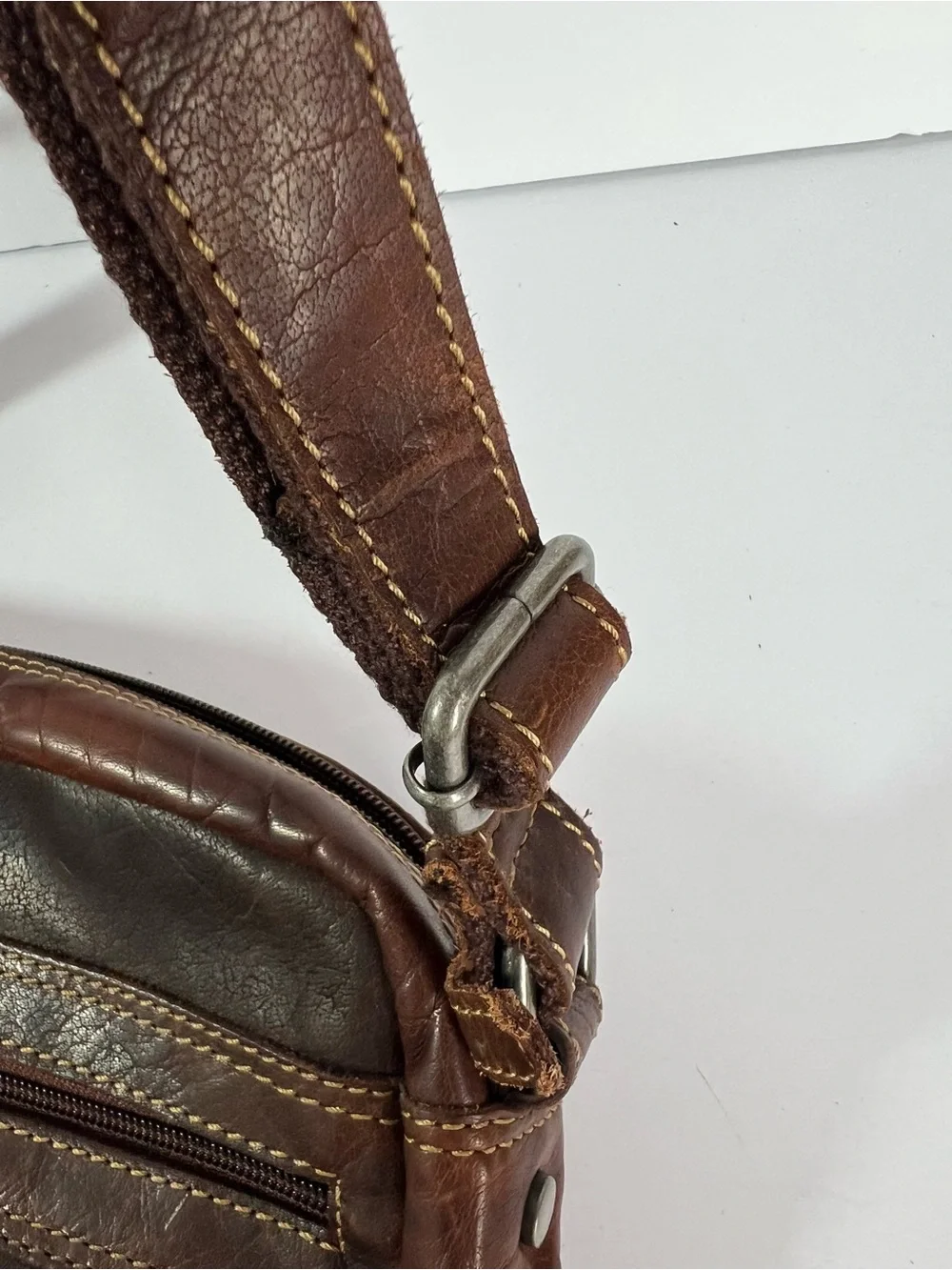 Jack Georges‎ Vintage Brown Heavy Leather  Shoulder Bag Satchel